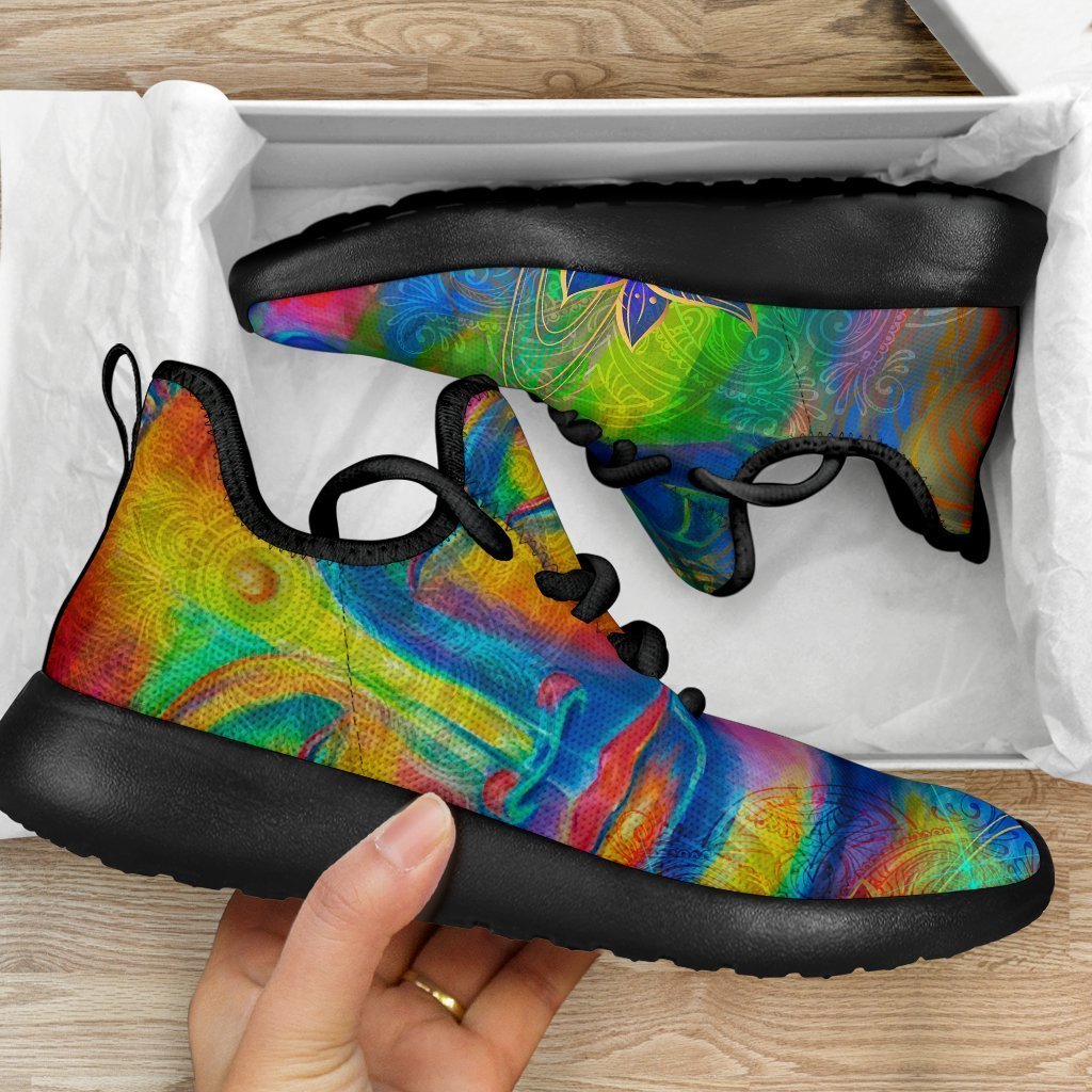 Colorful Buddha Print Mesh Knit Shoes GearFrost