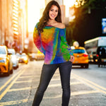 Colorful Buddha Print Off Shoulder Sweatshirt GearFrost