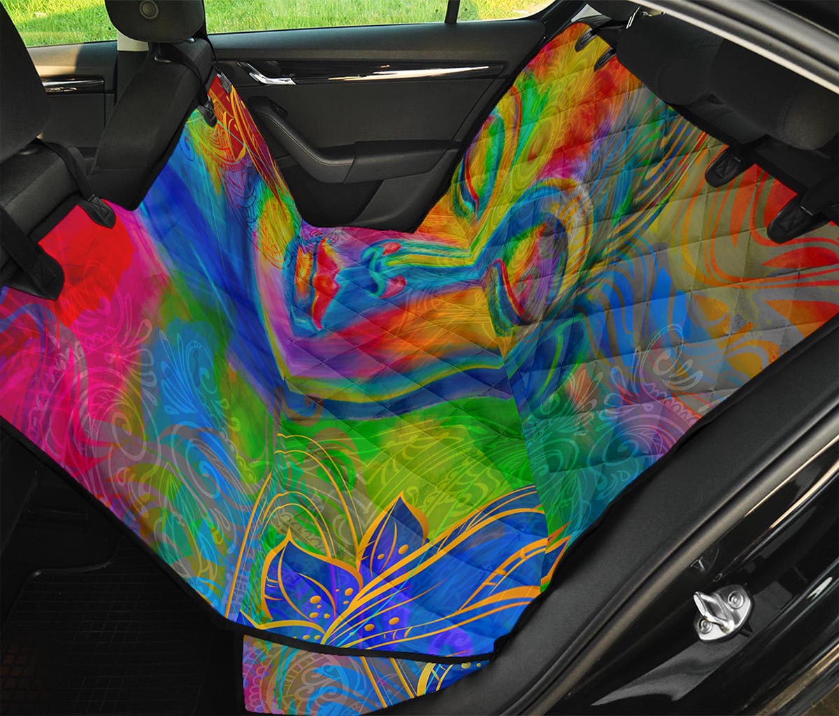 Colorful Buddha Print Pet Car Back Seat Cover