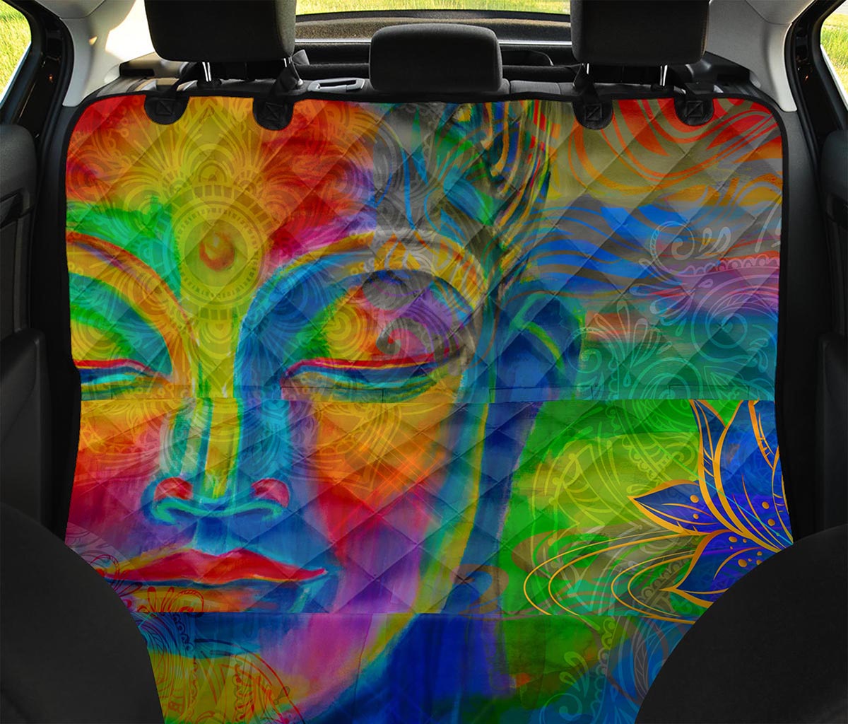 Colorful Buddha Print Pet Car Back Seat Cover