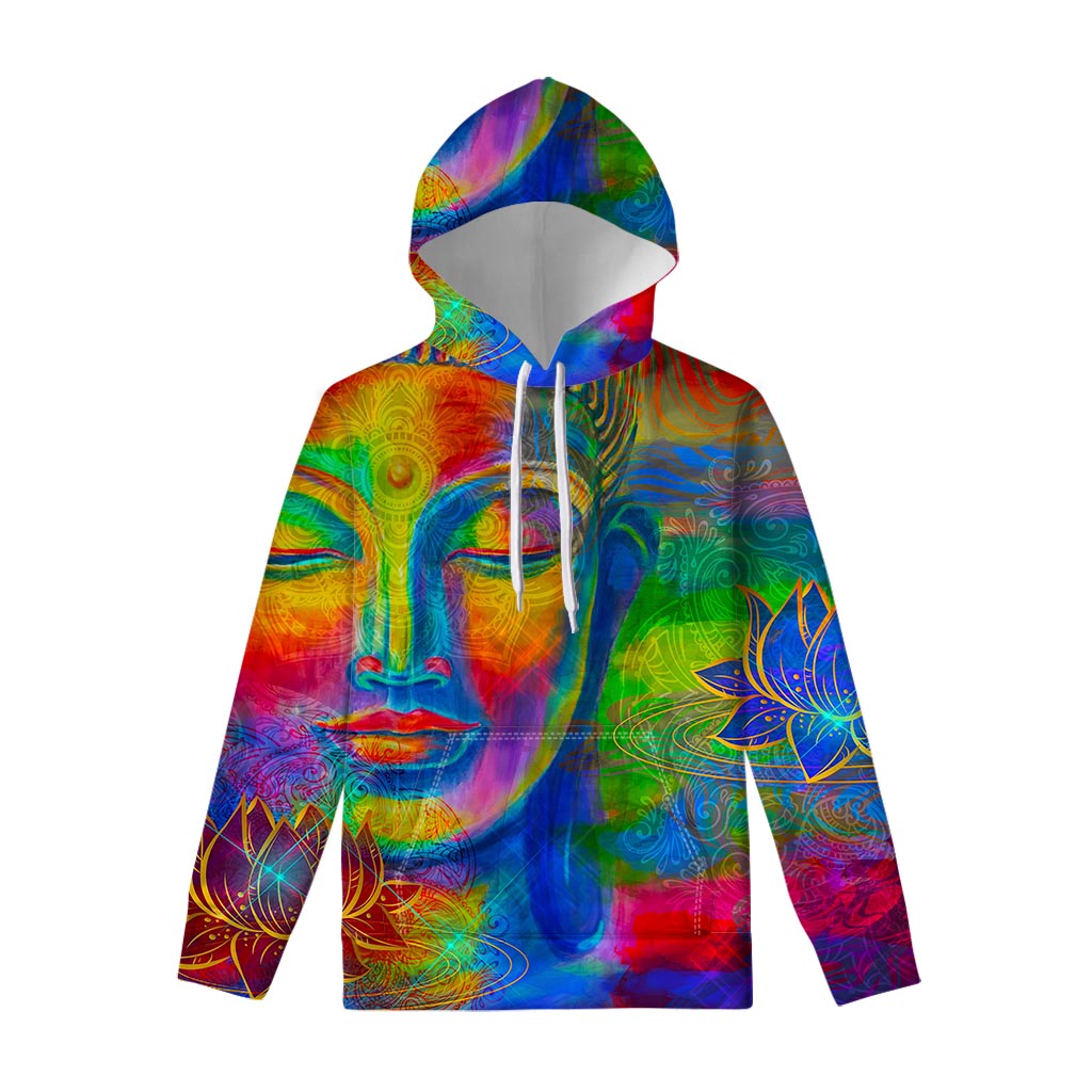 Colorful Buddha Print Pullover Hoodie