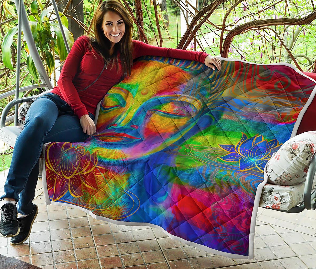 Colorful Buddha Print Quilt