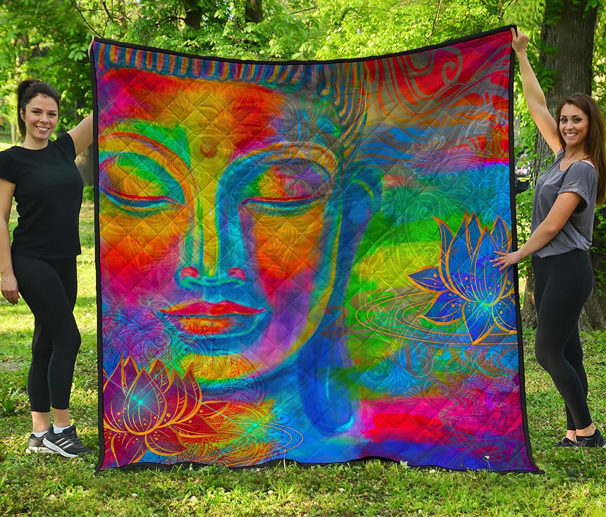 Colorful Buddha Print Quilt
