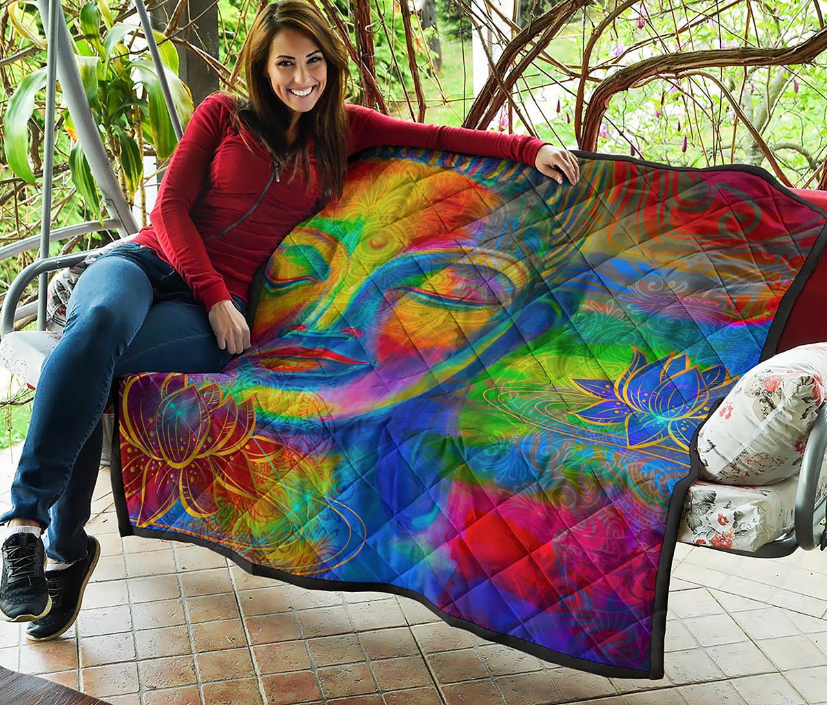 Colorful Buddha Print Quilt