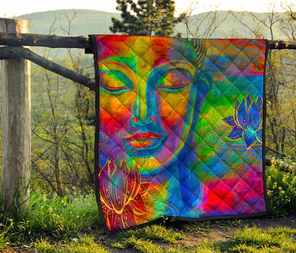 Colorful Buddha Print Quilt