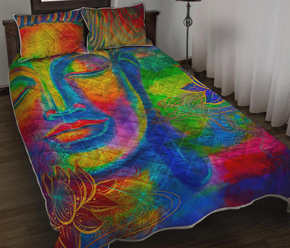 Colorful Buddha Print Quilt Bed Set