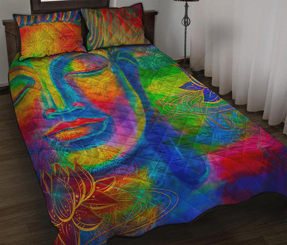 Colorful Buddha Print Quilt Bed Set
