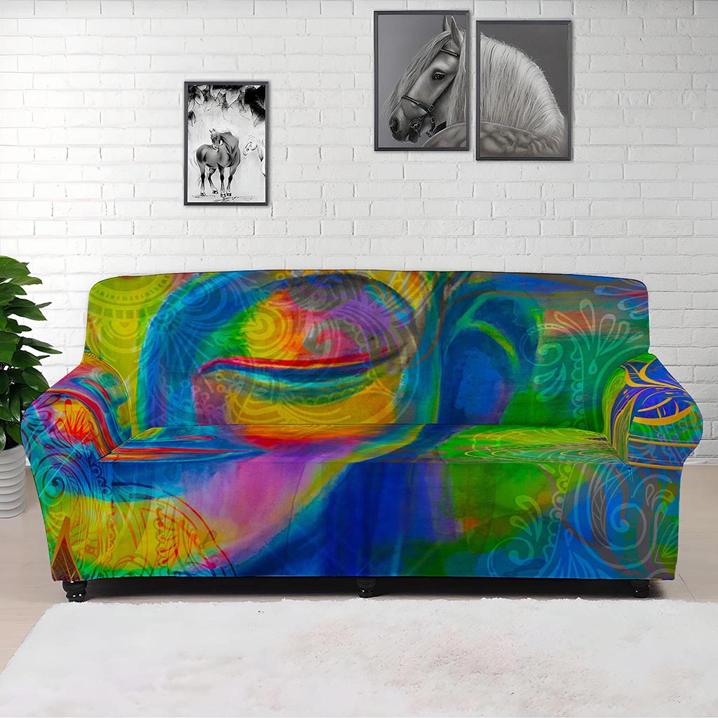 Colorful Buddha Print Sofa Cover