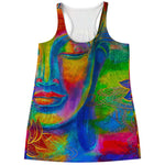 Colorful Buddha Print Women's Racerback Tank Top