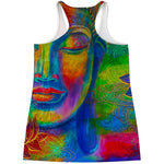 Colorful Buddha Print Women's Racerback Tank Top