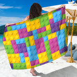 Colorful Building Blocks Pattern Print Beach Sarong Wrap