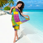 Colorful Building Blocks Pattern Print Beach Sarong Wrap