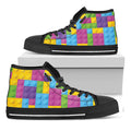 Colorful Building Blocks Pattern Print Black High Top Sneakers