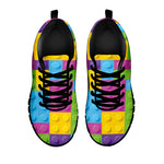 Colorful Building Blocks Pattern Print Black Sneakers