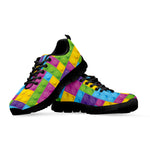 Colorful Building Blocks Pattern Print Black Sneakers