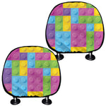 Colorful Building Blocks Pattern Print Car Headrest Covers