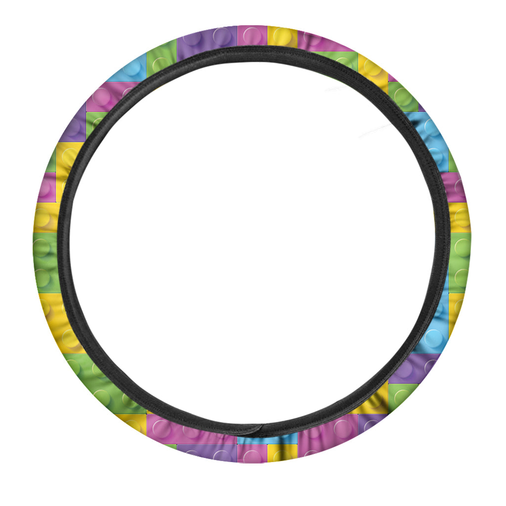Colorful Building Blocks Pattern Print Car Steering Wheel Cover