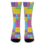 Colorful Building Blocks Pattern Print Crew Socks