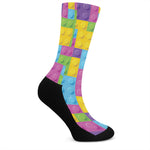Colorful Building Blocks Pattern Print Crew Socks