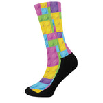 Colorful Building Blocks Pattern Print Crew Socks