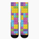 Colorful Building Blocks Pattern Print Crew Socks