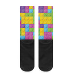 Colorful Building Blocks Pattern Print Crew Socks