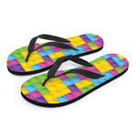Colorful Building Blocks Pattern Print Flip Flops