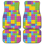 Colorful Building Blocks Pattern Print Front and Back Car Floor Mats