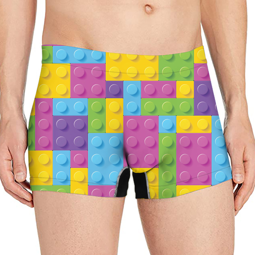 Colorful Building Blocks Pattern Print Men's Boxer Briefs