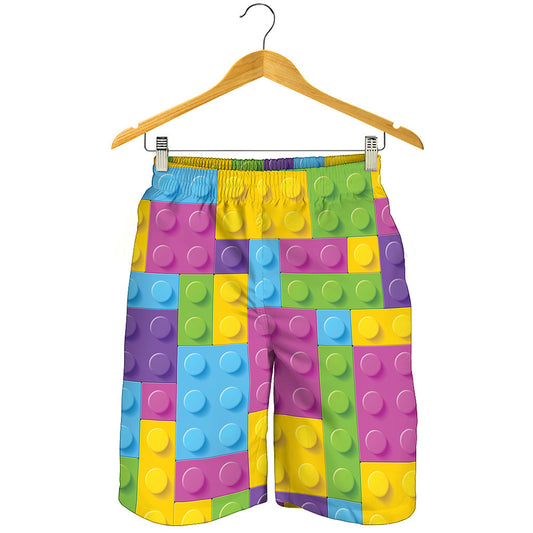 Colorful Building Blocks Pattern Print Men's Shorts