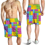 Colorful Building Blocks Pattern Print Men's Shorts