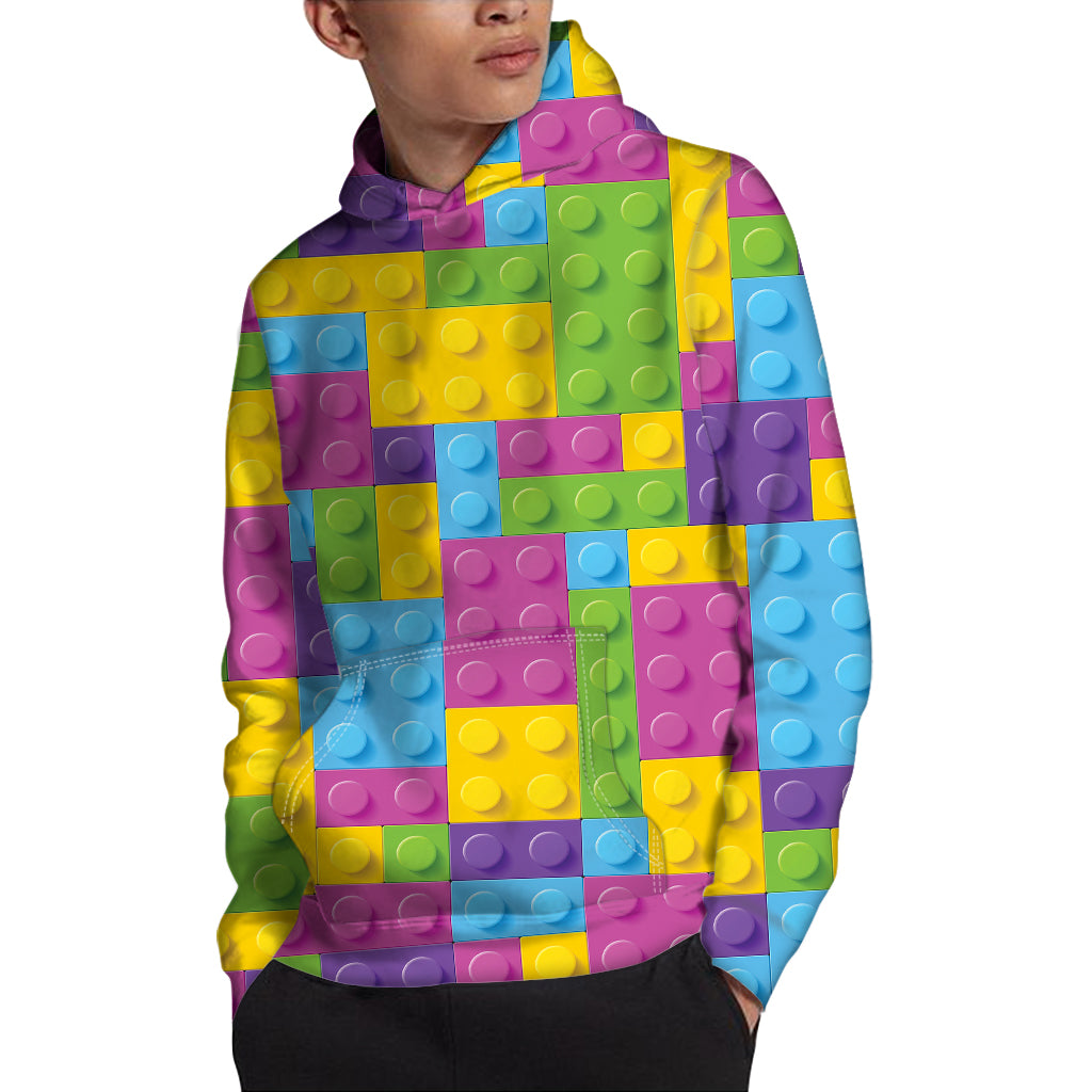 Colorful Building Blocks Pattern Print Pullover Hoodie