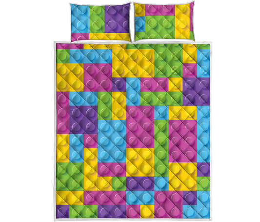 Colorful Building Blocks Pattern Print Quilt Bed Set