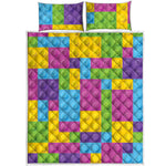 Colorful Building Blocks Pattern Print Quilt Bed Set