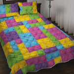 Colorful Building Blocks Pattern Print Quilt Bed Set