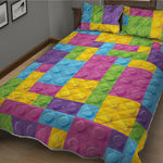Colorful Building Blocks Pattern Print Quilt Bed Set
