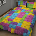 Colorful Building Blocks Pattern Print Quilt Bed Set
