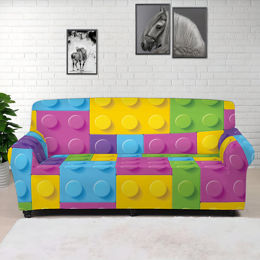 Colorful Building Blocks Pattern Print Sofa Cover