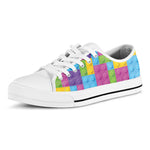 Colorful Building Blocks Pattern Print White Low Top Shoes