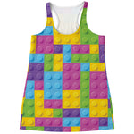 Colorful Building Blocks Pattern Print Women's Racerback Tank Top