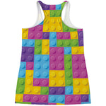 Colorful Building Blocks Pattern Print Women's Racerback Tank Top