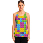 Colorful Building Blocks Pattern Print Women's Racerback Tank Top