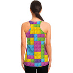Colorful Building Blocks Pattern Print Women's Racerback Tank Top