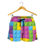 Colorful Building Blocks Pattern Print Women's Shorts