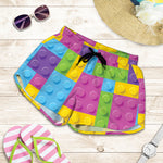 Colorful Building Blocks Pattern Print Women's Shorts