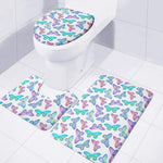 Colorful Butterfly Pattern Print 3 Piece Bath Mat Set