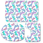 Colorful Butterfly Pattern Print 3 Piece Bath Mat Set