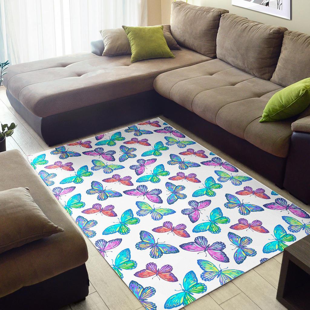 Colorful Butterfly Pattern Print Area Rug GearFrost