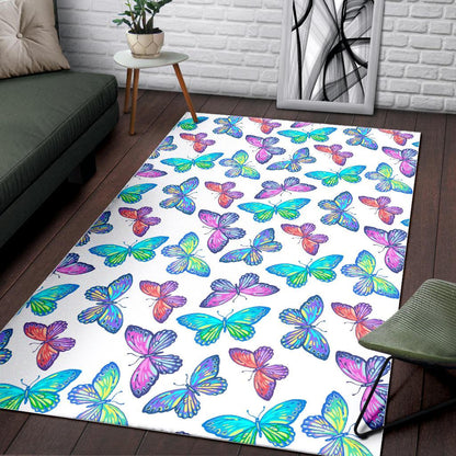 Colorful Butterfly Pattern Print Area Rug GearFrost