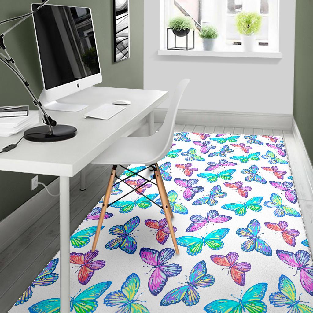 Colorful Butterfly Pattern Print Area Rug GearFrost